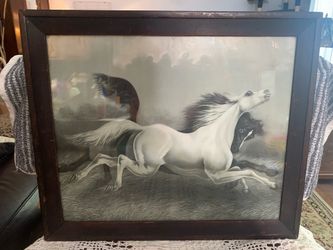 Antique horse lithograph in original frame