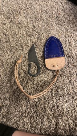 Viking Style Neck Knife with Leather Sheath