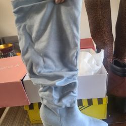 Light Blue Suede Boots 