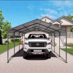 12x20 FT Heavy Duty Metal Carport
With Galvanized Steel Roof With
Enhanced Base Outdoor Car Port
Shelter for Cars. Trucks and Boats