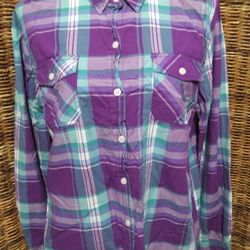 Mossimo Women's XL Purple Teal Plaid Button Front Collar Shirt Roll Tab Sleeves

Excellent Condition!!

**Bundle and save with combined shipping**

