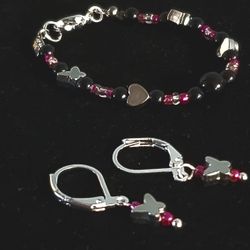 S925 Silver,  Butterfly’s And Beads,  Set