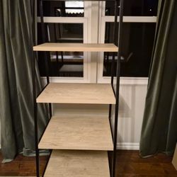 Loring Vintage Oak & Black Metal Bookshelf & TV Stand