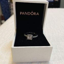 Pandora 925 Silver Halo Ring Size 7