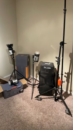 Pro master photography lights with stands.