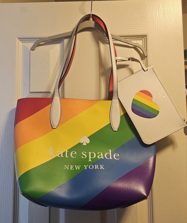 Rainbow Kate Spade Tote With Detachable Wallet
