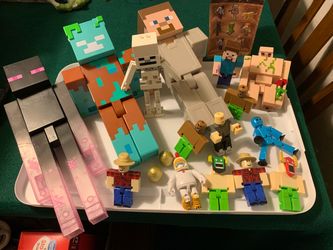 Minecraft & Roblox Action Figure Lot - 13pc Mixed Toy Bundle