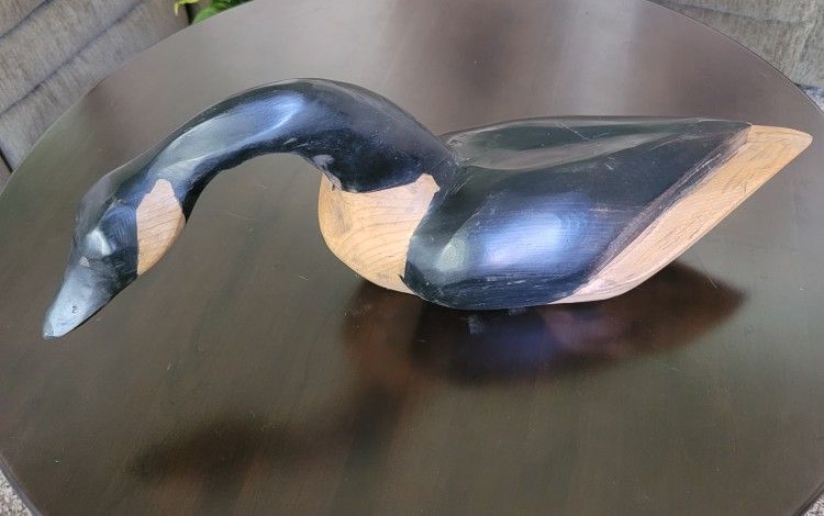 Rare, Signed, Vintage, Hand Carved , Solid Wood Goose