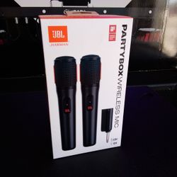 JBL PartyBox Wireless Mic Set Dual Rechargeable Mic Set Karaoke DJ Live Vocal Microphones 100 Ft Range 20 Hour Battery