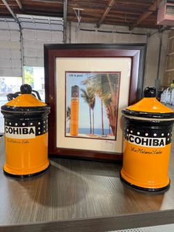 Cohiba La Habana Cuba Ceramic Jars Set of 2