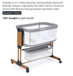 Ezebaby 3-in-1 Baby Bassinet Bedside Sleeper