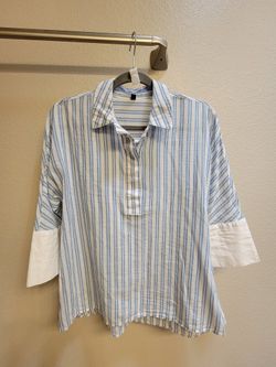 $5 -100% cotton summer shirt blue white stripes sz 4