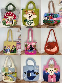 12 Handmade Wool Felt Bags - Boutique Inventory Clearance