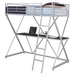 Twin Metal Loft Bed With XL Desk