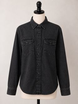 Wrangler Flex for Comfort Black Button Up Denim Shirt Women’s Medium Stretch Western Button Up