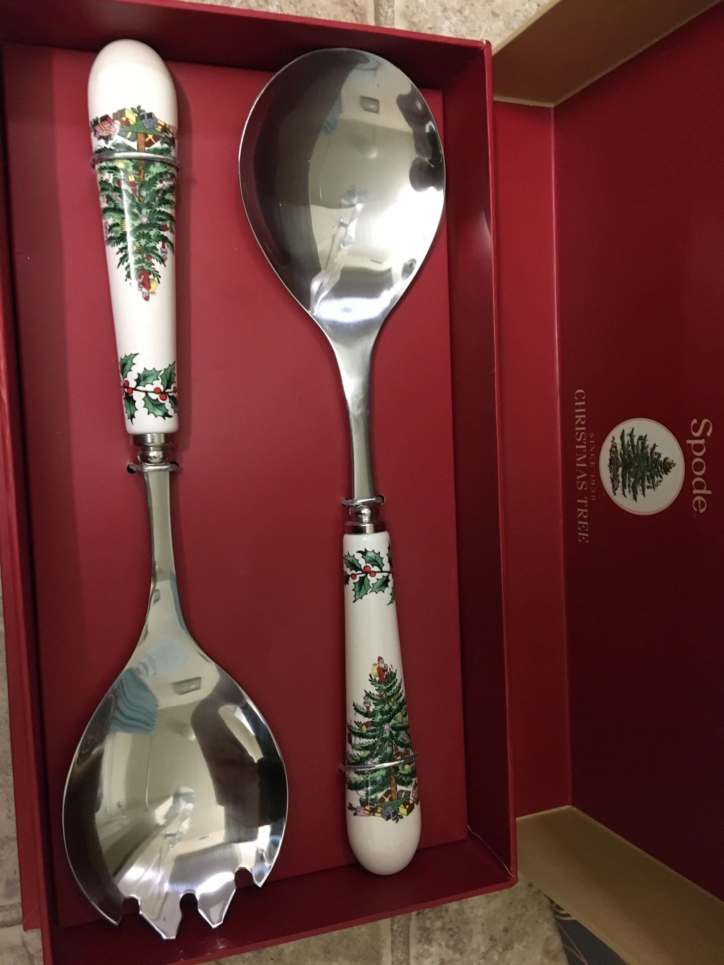 Christmas salad servers & cake slice