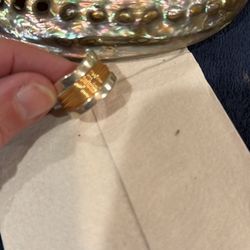 Wide silver plated band ring with gold wrapped wires in center