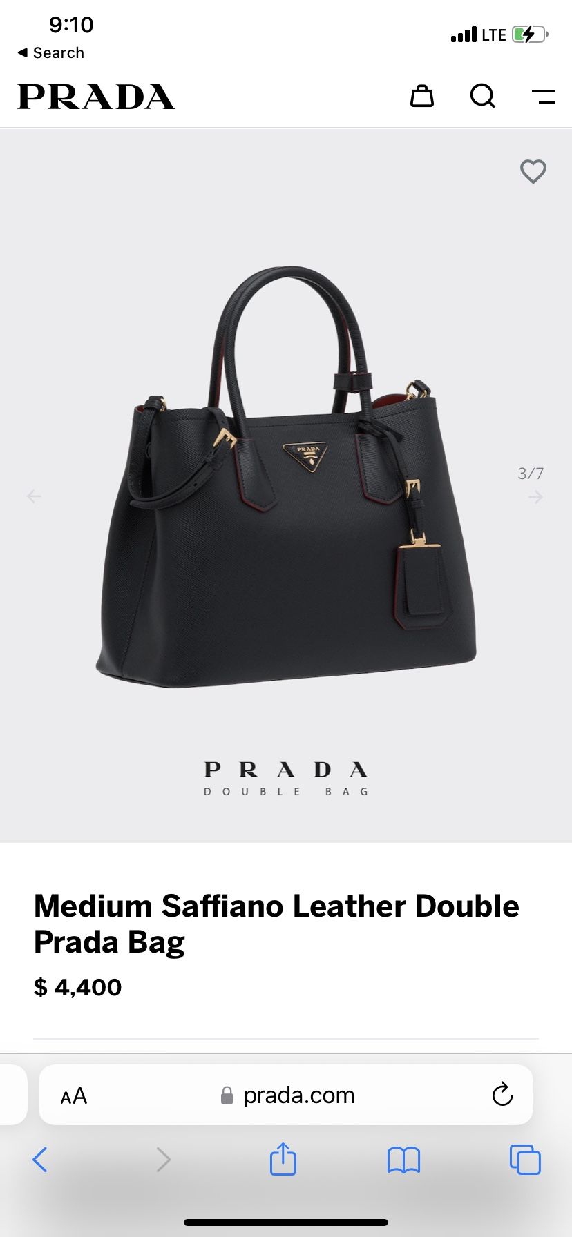 Brand New Prada Bag -medium Double Bag From ROME