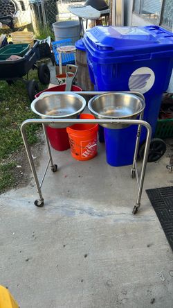 Hospital Grade Stainless Steel Cart With Large Stainless Steel Bowls