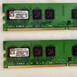 Kingston 2GB kit (2x1GB) PC2-5300 667MHz  DDR2 240 pin RAM Sticks - KVR667D2/1GR