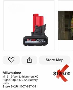 Milwaukee M12 12-Volt Lithium-Ion XC High Output 5.0 Ah Battery Pack