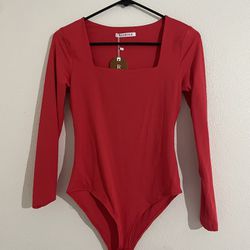 Reoria Red Long Sleeve Bodysuit