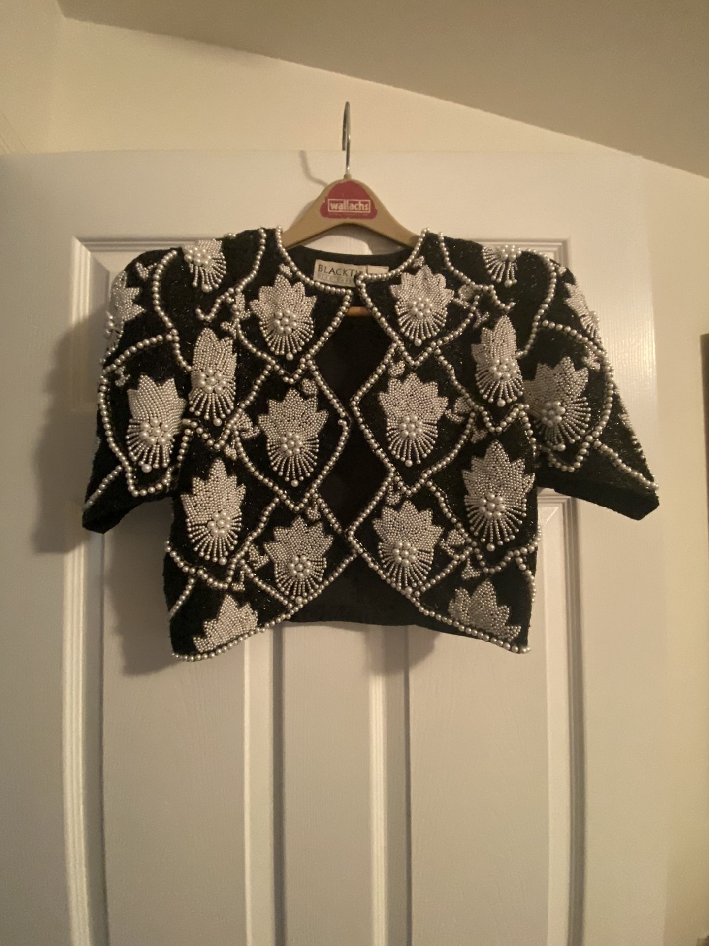 Oleg Cassini Black Tie Beaded Dress And Jacket 