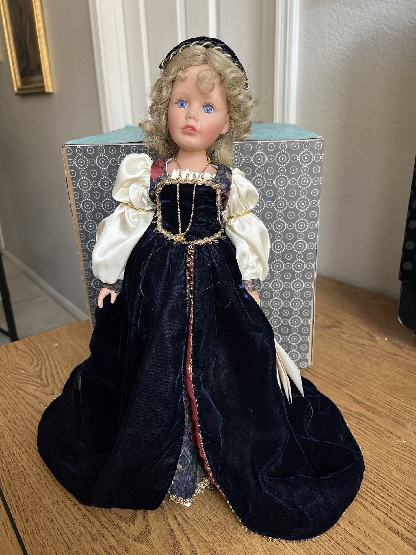 Vintage Susan Wakeen Rapunzel Doll W/Stand~Long Hair, Blue Eyes, Collectible 16"
