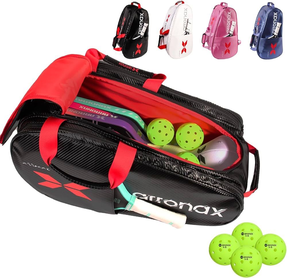 Pickleball Backpack, Duffle Bag for Pickleball Paddles, Accessories - Padded Compartment with Space for 3+ Paddles, Shoes, More, Suitable for