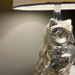 Silver Mirror Owl Lamp