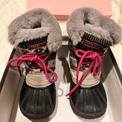 Girls Gray Pink London Fog Snow Boots Size 9 