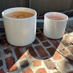 Two White Planters 