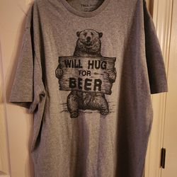 Mens big and tall "will hug for beer" tshirt