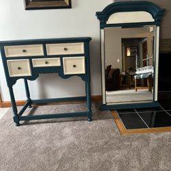 Table With Storage And Large Mirror