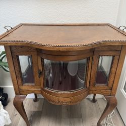 Antique Oak Tea Cabinet With Tray