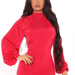 Elegant Red Draped Backless Dress 