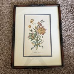 Victorian Style Wooden Frame Floral Lithograph