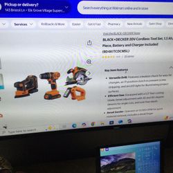 BLACK + Decker 20 V Cordless Tool Sehr , 1.5 Ah, 4 Piece,  MISSING CHARGER …Battery Included… OPEN BOX NEVER USED