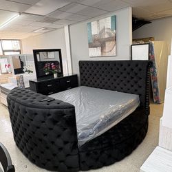 TV Lift King bed Frame Black Velvet Or Grey Color Available 