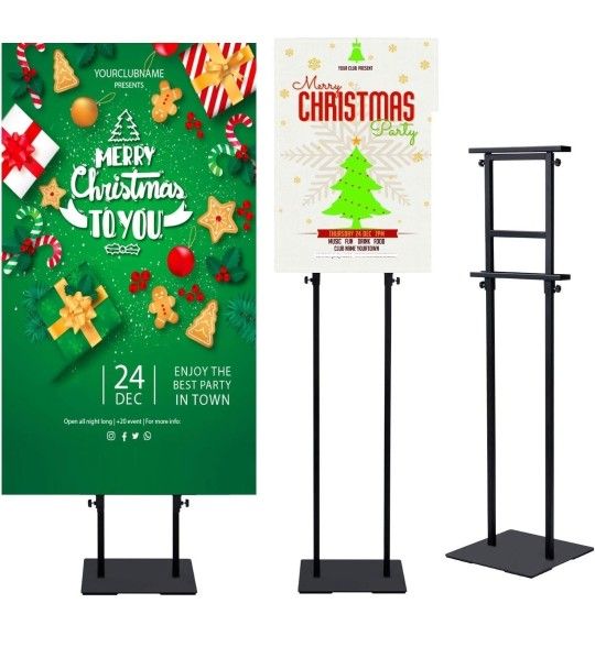 Floor Poster Stand,Heavy Duty Display Poster Sign Holder&with Non-Slip Mat Base Adjustable Height Up to 75 inches for Board & Foam (1-Pack)