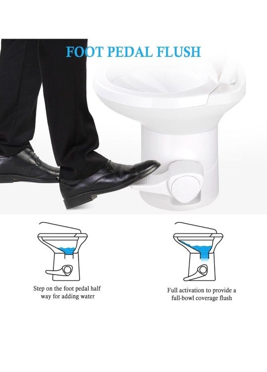 RV Camper Gravity Flush Toilets Elongated 20"