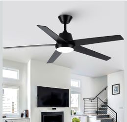 52” Black ceiling fan with light and remote