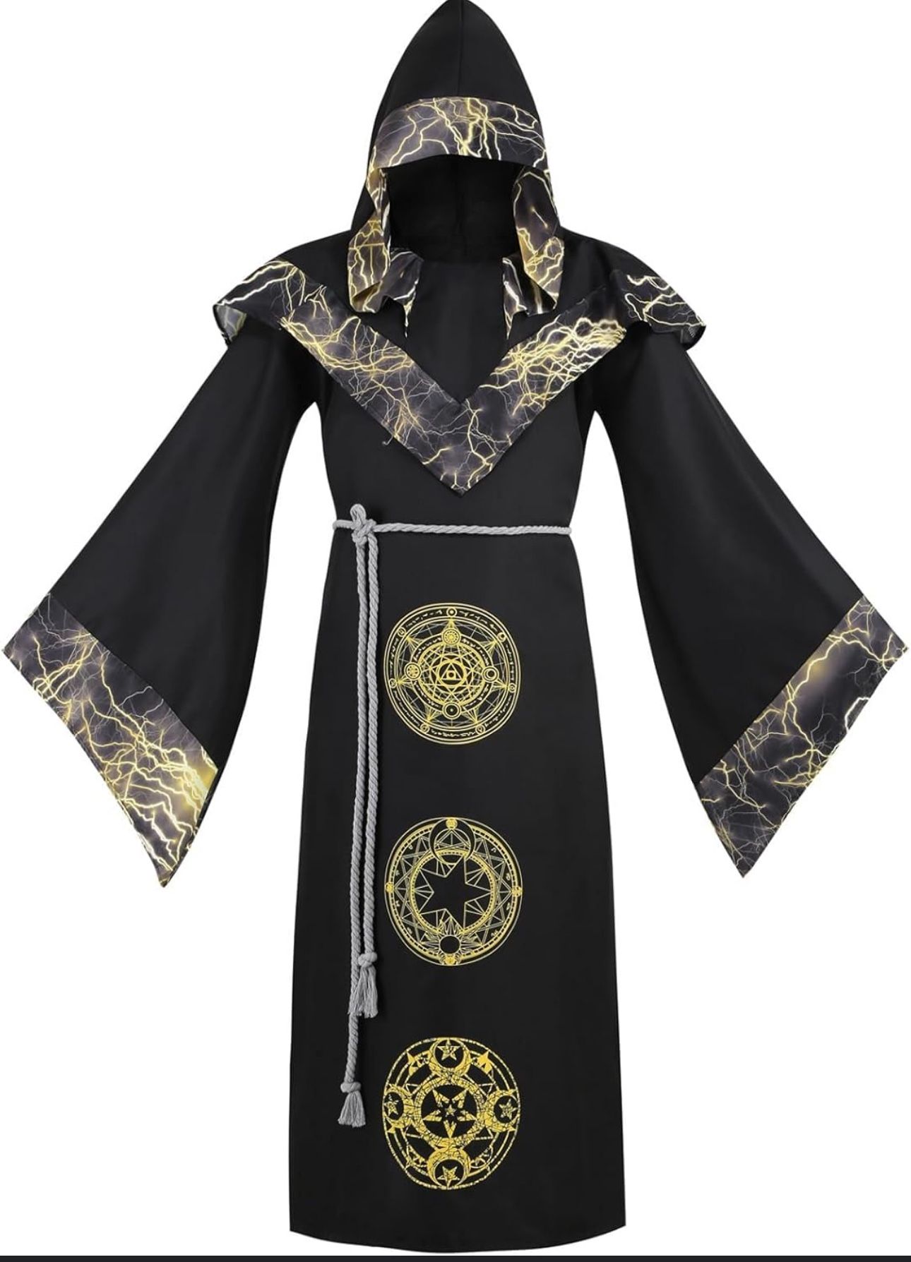 Foyacos Adult Medieval Dark Wizard Costume Wizard Robe