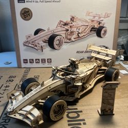 Racing Car Wooden Hand Assembled Wind Up