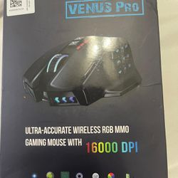 UtechSmart Venus Pro RGB Wireless MMO Gaming Mouse, 16,000 DPI Optical Sensor, 2.4 GHz Transmission Technology, Ergonomic Design, 16M Chroma RGB Light