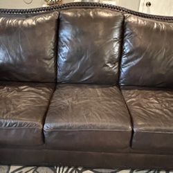 Leather Sofa with Ottoman