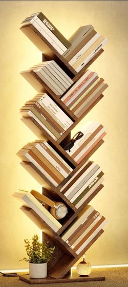 rustic brown 9 tier tree bookshelf