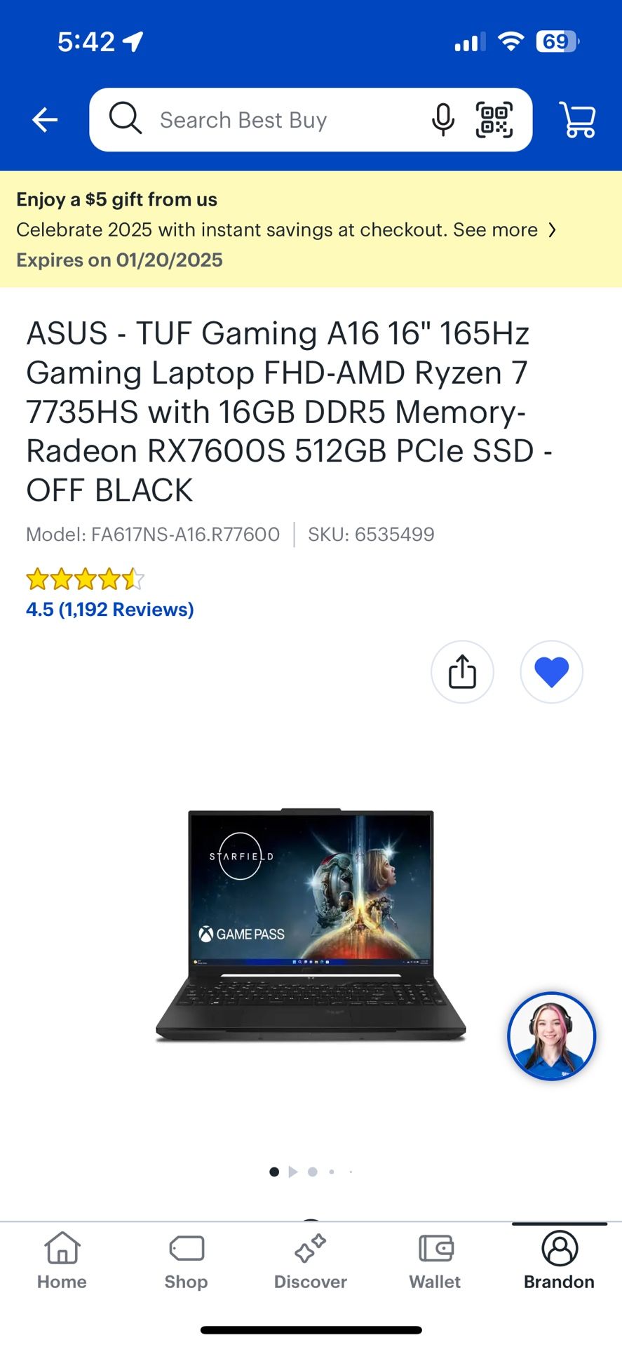 ASUS - TUF Gaming A16 16" 165Hz Gaming Laptop FHD-AMD Ryzen 7 7735HS with 16GB DDR5 Memory- Radeon RX7600S 512GB PCIe SSD - OFF BLACK