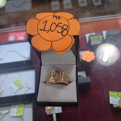 Mens 14 K Ring Size 12 Cubic Zirconium 