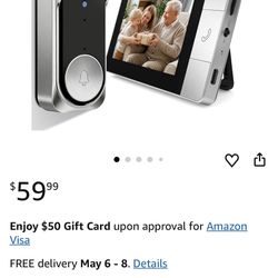 Doorbell Camera Wireless, Video Door Bell with Monitor, No WiFi Connection and APP Required, Video Record, 2-Way Audio, Easy Installation